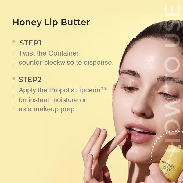 [CNP] Honey Lip Butter (0.5 fl.oz   15ml) - Propolis Lipcerin, Hydrating Overnight Manuka Lip Balm & Mask, 12hrs Long-lasting Moisture, Gentle Exfoliation, Hygienic Twist Dispenser, Korean Skin Care