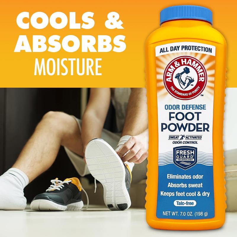 Arm & Hammer Foot Powder for Shoes & Feet, Talc-Free Odor & Moisture Control for Men & Women, 7 oz (1 Pack)