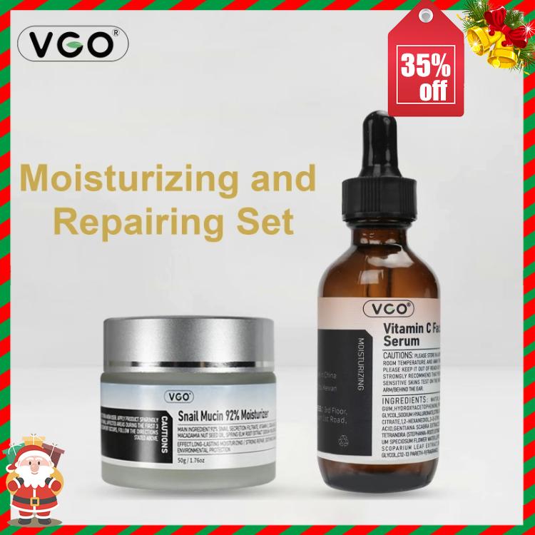 VGO Essence Face Cream Moisturizing and Repairing Set Skincare Moisturizer-Live Cleanser Facial Daily Moisture Serum Acne Facial Serum Gentle Mucin