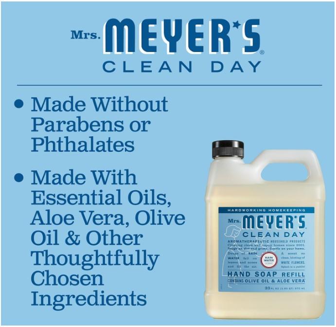 MRS. MEYER'S CLEAN DAY Liquid Hand Soap Refill, Rainwater, 33 OZ