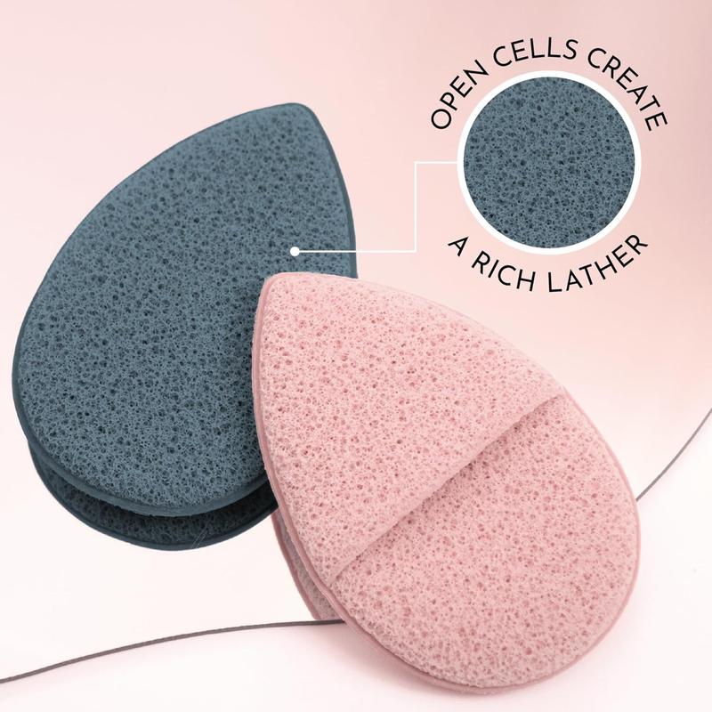 Face Scrubber Exfoliator, Facial Sponges for Face Wash, Reusable Makeup Remover Exfoliating Pads, Blue and Pink, 2.6 in. x 3.9 in., 2 Pack Cleansing Skincare Acne Flawless Acne Flawless Gentle Comfort