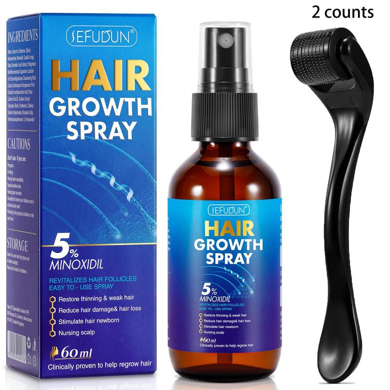 Minoxidil Hair Spray & Microneedle Roller Kit, 2 Counts set Moisturizing Hair Care Spray For Making Thin Hair Look Thicker