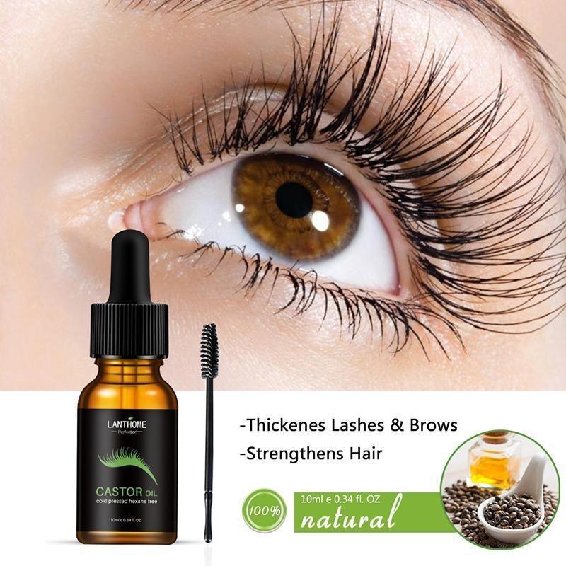 10ml Eyelash Serum,  Natural Castor Oil, Professional Cold Pressed Eye Lash Extensions Product for Women & Girls Skin Care Comfort