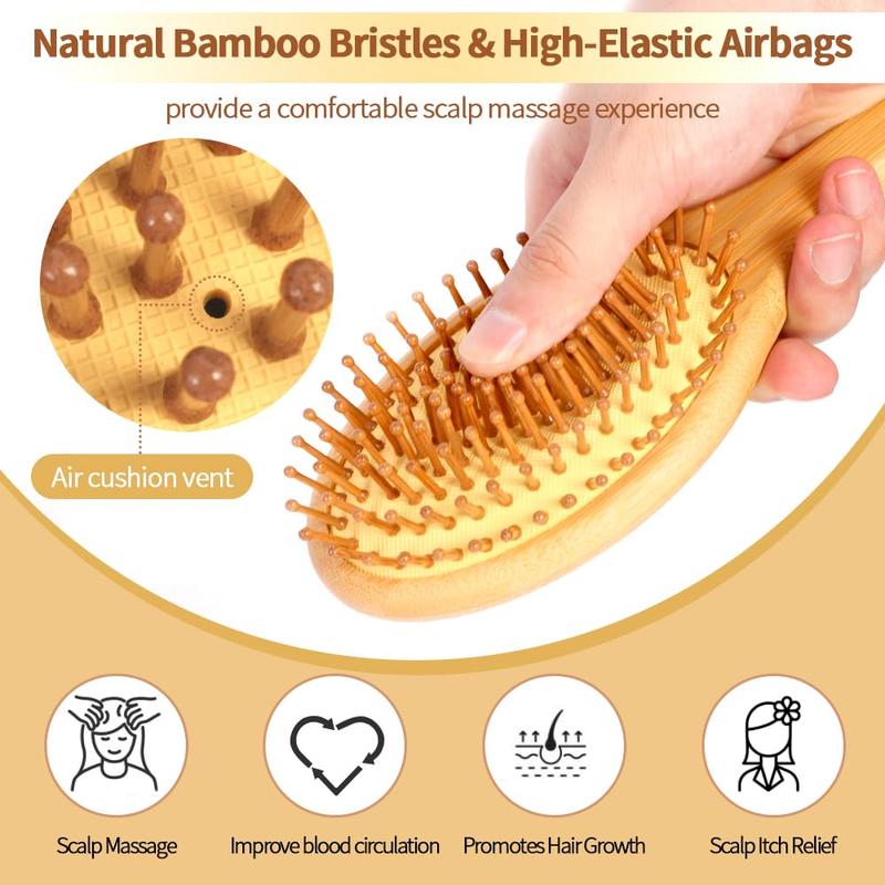 Hair Brush for Hair Growth, Detangler Hairbrush with   Bristles, Wooden Paddle Brush for Scalp Massage, All Hair Types, for Women, Men, and