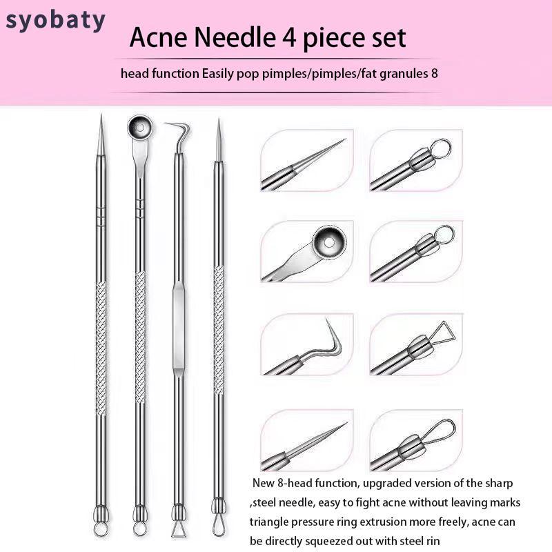 4pcs set Blackhead Remover Tool With Storage Case, Portable Acne Removal Kit, Comedo Pimple Blemish Remover, Skin Care Tools For Men And Women, Christmas Gift