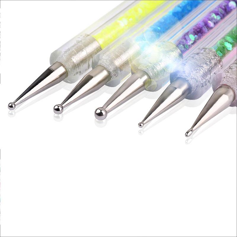 5pcs Double Head Nail Art Pen Set, Glitter Gel Brushes for Manicure & Toe, DIY Manicure Tool, Christmas Gift