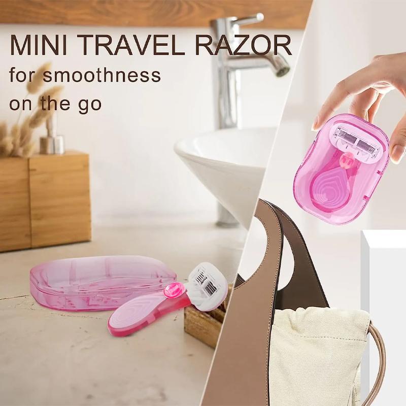 Portable Comfort 5-blades Cartridge Head Mini Razor with Storage Box, Body Hair Shaving Tool for Women, Body Hair Care Tools, Manual Women Razor