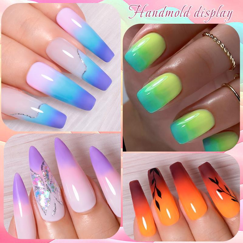 10-color Temperature Color Changing Uv Gel Nail Polish Set, 1 Set Long Lasting Shimmering Nail Art Diy for Women & Girls, Nail Art & Nail Polishes, Cosmetic Products, Nail Care Tools, Manicure Supplies