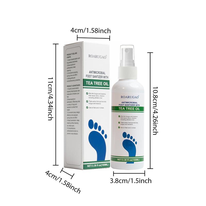 [+$5 Get 2PCS!!!] Tea Tree Oil Infused Foot Sanitizer Spray, Long-Lasting Disinfection & Antibacterial Protection