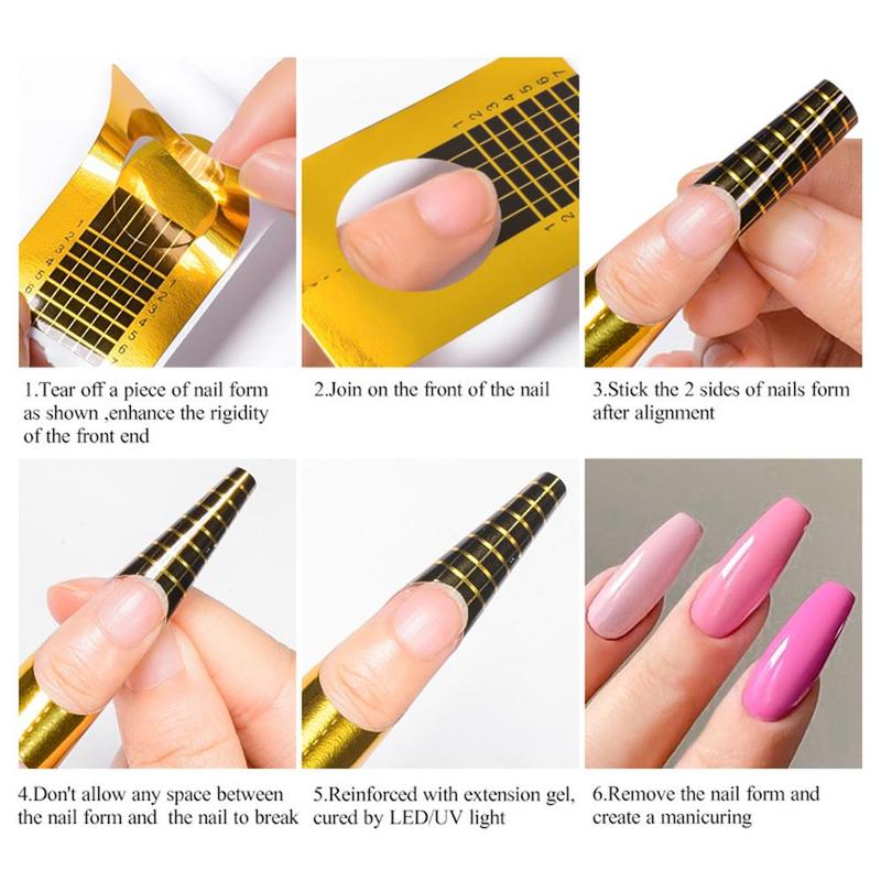 20pcs set Professional Nail Art Form Sticker, Self-adhesive Nail Extension Tip, Nail Art Extension Paper Holder Tools