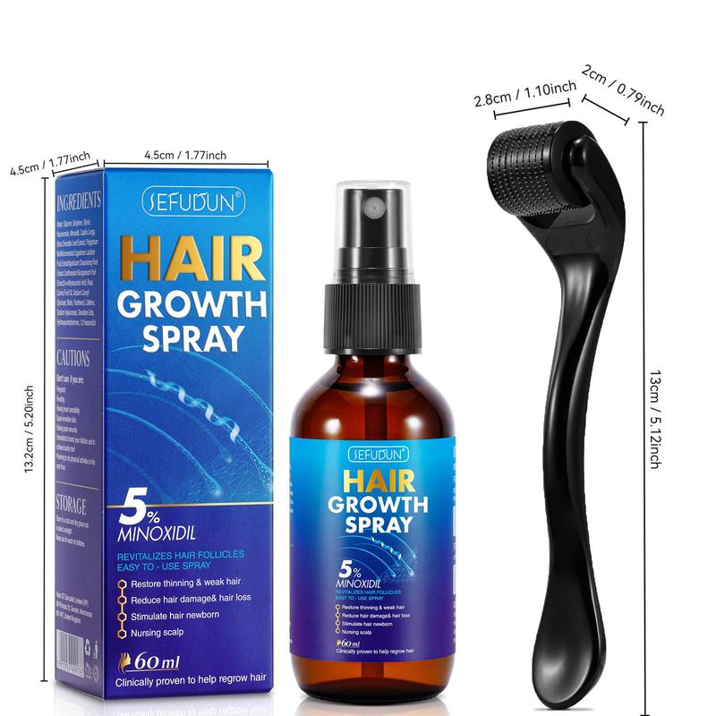 Minoxidil Hair Spray & Microneedle Roller Kit, 2 Counts set Moisturizing Hair Care Spray For Making Thin Hair Look Thicker