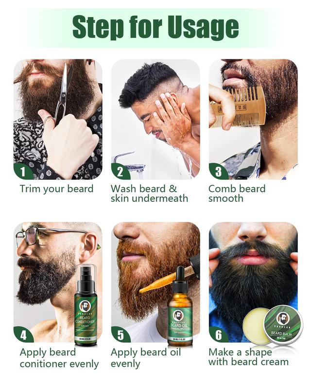 Beard Grooming Kit, Birthday Gifts for Men with Beard Oil, Balm, Brush, Wash, Wax, Comb, Scissors, 1 fl oz Hair Care Comfort Hair Care Comfort