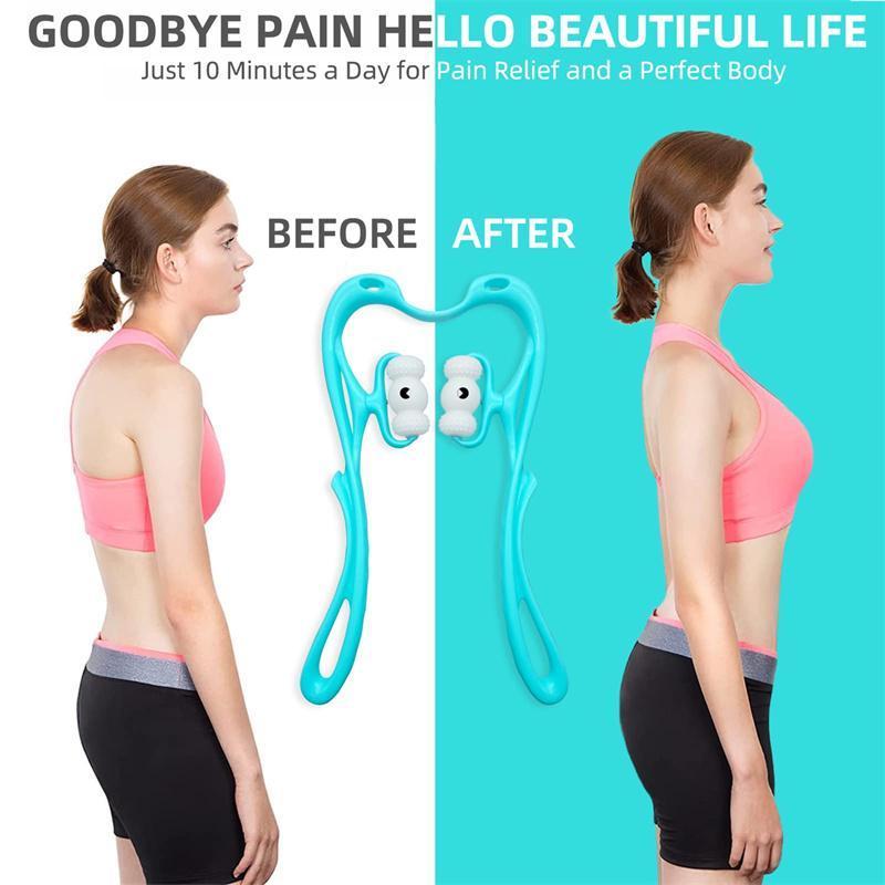 Neck Massager Pain Relief Deep Tissue 360 Degree Neckbud Massage Roller For Neck Shoulder Waist Leg Foot Handheld Relaxer Tool Body Care Traditional