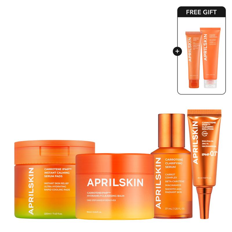 [APRILSKIN Official] Breakout Hero Set | Beta Carrotene - Cleansing Balm, Serum Pad, Serum, Spot Cream | K-beauty Skincare Kit