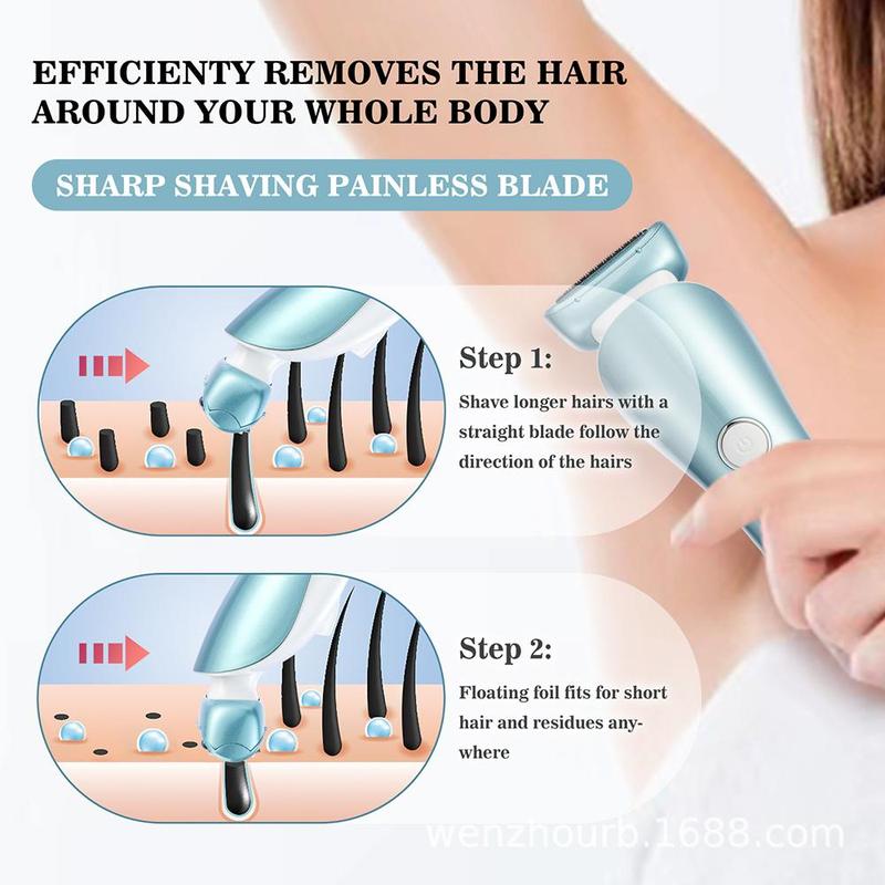 Electric Shaver for Women, 1 Set Electric Razor for Bikini Legs & Underarm & Public Hair Remove, Cordless Wet & Dry Use Precise Safe Epilator