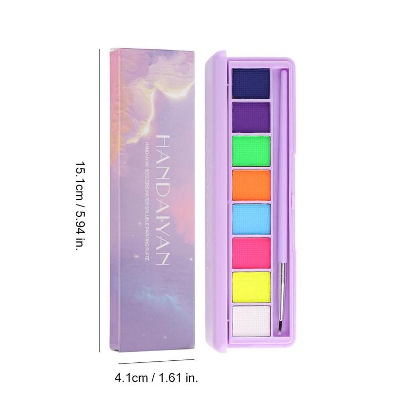 Water Activated Eyeliner Palette, 1 Count Glow In The Dark Neon Face & Body Painting Palette, Makeup Product For Party Festival