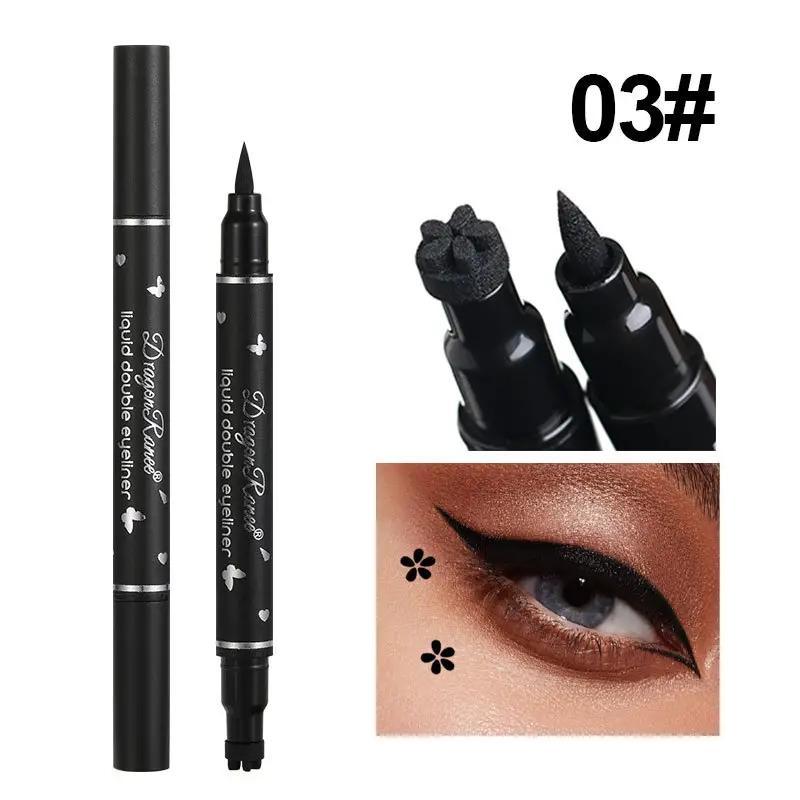 Waterproof Double-ended Eyeliner Stamp Pen (5 Counts set), Heart & Flower & Star & Dot Shape Eyeliner Pens, Eye Makeup Tool for Women & Girls