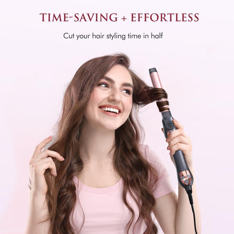 LANDOT Automatic Rotating Curling Iron 1-inch Comfort - Perfect for All Hair Types 