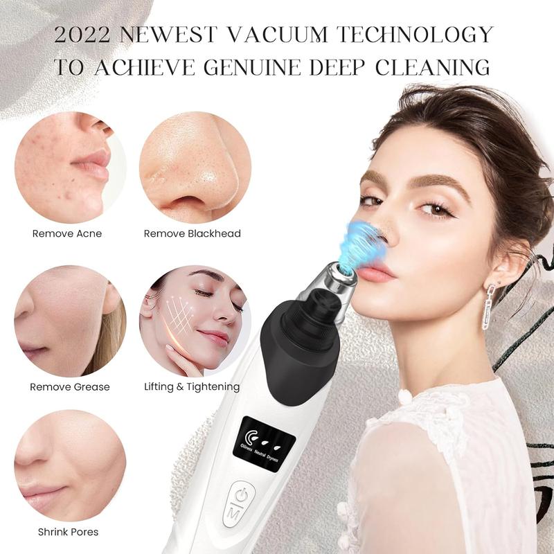 Newest Blackhead Remover: The Ultimate Pore Vacuum! This Facial Pore Cleaner has 5 Suction Powers and 5 Probes. USB Rechargeable Blackhead Vacuum Kit, an Electric Acne Extractor Tool for Adults in Black. Achieve Clear Skin with this Powerful Pore Cleaner