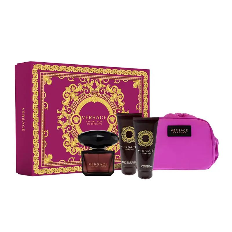 Versace Crystal Noir 90 ml Eau de Toilette Mega Set 4 - 90 ml Eau de Toilette Spray + 100 ml Body Lotion + 100 ml Shower Gel