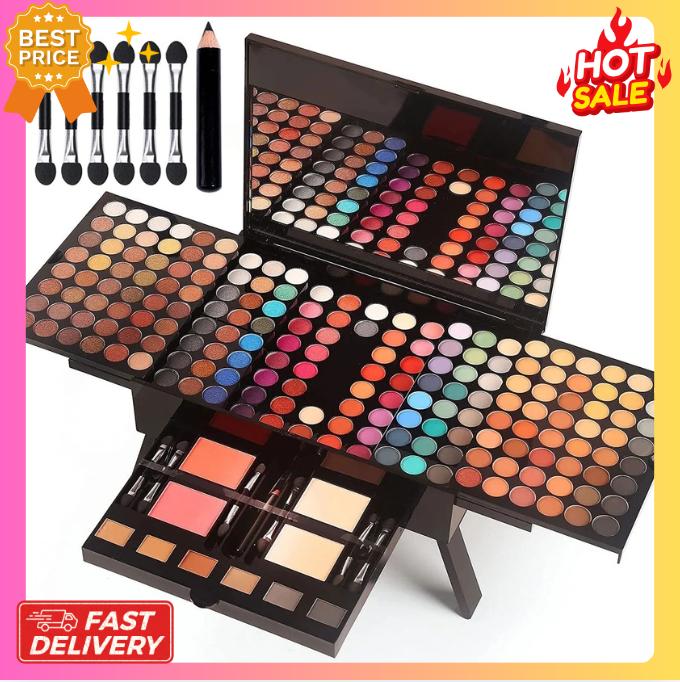 MISS ROSE 190 Colors Cosmetic Makeup Palette Set Kit Combination,Professional Makeup Kit for Women Full Kit,Makeup Pallet,Include Eyeshadow Facial Blusher Eyebrow Powder Eyeliner Pencil Mirror