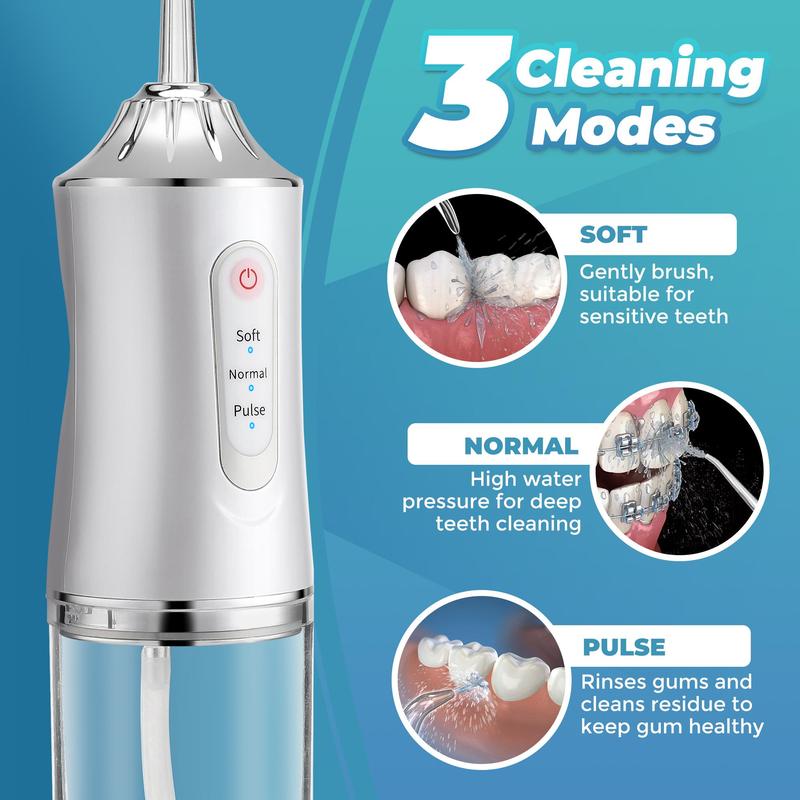 Electric Oral Irrigator, 1 Box 220ml Dental Cleaner, 3 Levels Of Intensity Adjustment 0.6mm Fine Water Column, Electric Oral Flosser