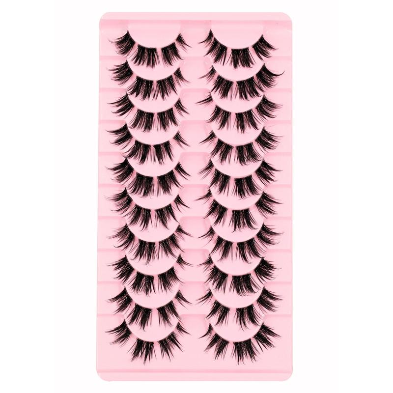 10 Pairs Manga Clusters Lashes Wet Effect Look Anime False Eyelashes Fluffy 3D Cat Eye Lashes 16MM Individual Strips Clusters Lash Extensions