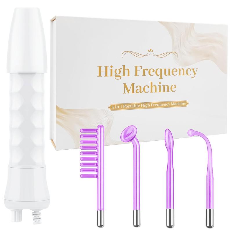 4 in 1 High Frequency Beauty Machine, 1 Set Comfort Electrode Stick Facial Massage Tool, Facial Skin Care Massage Instrument, Personal Care Appliances for Home Spa, Facial Beauty Accessories