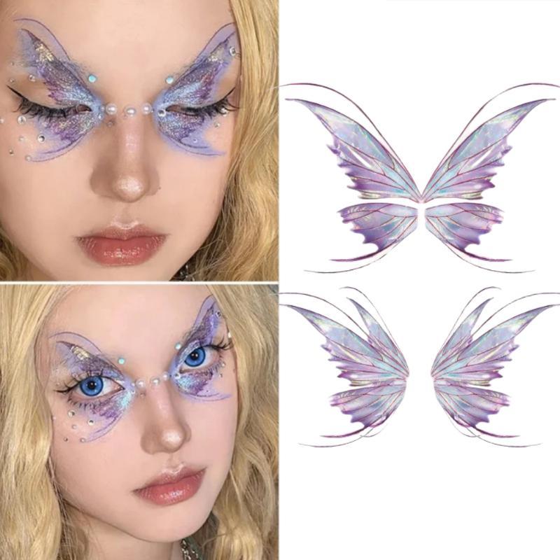 Fairy Butterfly Design Temporary Tattoo, Eyes Face Hand Body Art Fake Tattoo, Body Art Sticker for Women Makeup Dance Music Festival