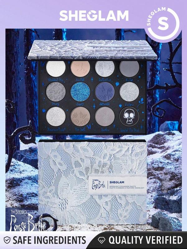 SHEGLAM Corpse Bride Moonlight Eyeshadow Palette - White, Brown, and Blue Shades - Makeup, Cosmetic