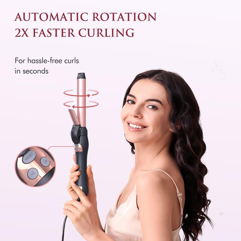 LANDOT Automatic Rotating Curling Iron 1-inch Comfort - Perfect for All Hair Types 