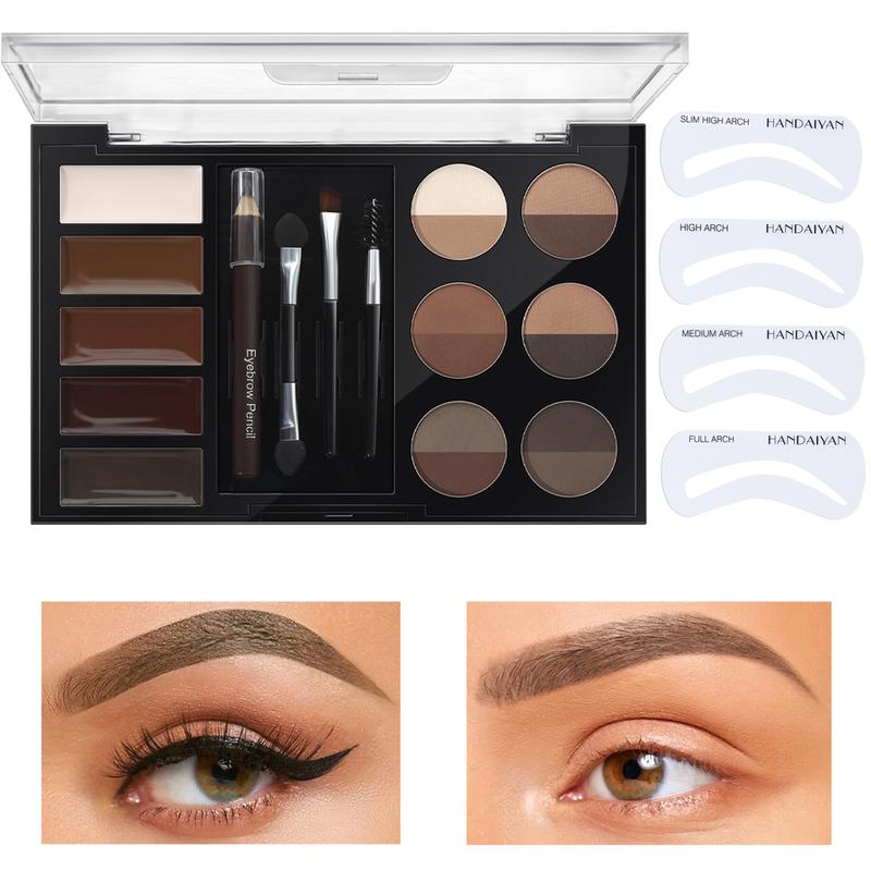 3-in-1 Eye Shadow, Eyebrow Powder, and Eyebrow Cream Palette Set - Waterproof, Sweat-Proof, and Non-Fading Makeup Cosmetic - Eyeshadow