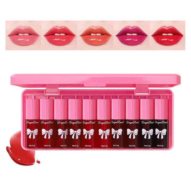 Long Lasting Skincare Lipstick Set, 10pcs set Waterproof Lip Gloss, Easy Coloring Lip Sticks, Moisturizing Lipstick for Girls & Women,  Lipgloss