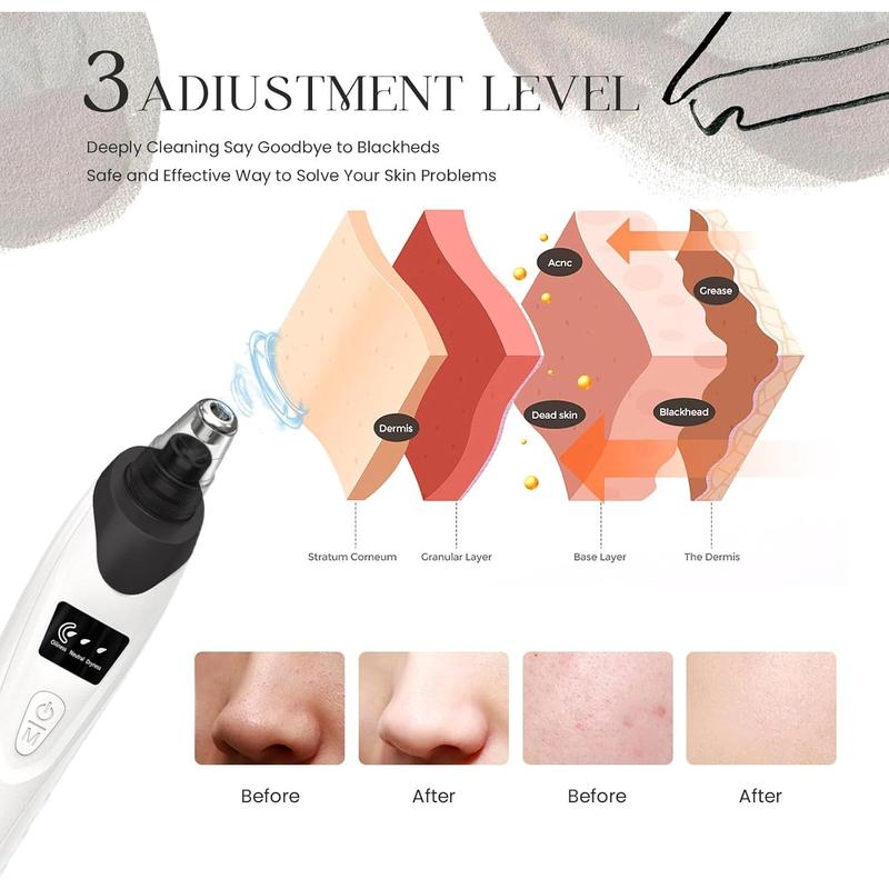 Newest Blackhead Remover: The Ultimate Pore Vacuum! This Facial Pore Cleaner has 5 Suction Powers and 5 Probes. USB Rechargeable Blackhead Vacuum Kit, an Electric Acne Extractor Tool for Adults in Black. Achieve Clear Skin with this Powerful Pore Cleaner