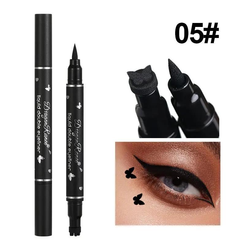 Waterproof Double-ended Eyeliner Stamp Pen (5 Counts set), Heart & Flower & Star & Dot Shape Eyeliner Pens, Eye Makeup Tool for Women & Girls