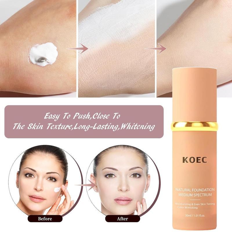 KOEC Foundation 4 in 1 - Medium Spectrum, Bio Foundation 4 in 1 - Light Spectrum, Natural Foundation, Fundacion 4 in 1 Protector Solar Light Spectrum, Color Changing Concealer, Christmas gift