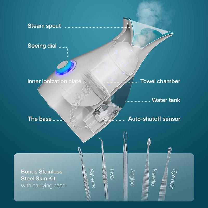 Pure Daily Care NanoSteamer 3-in-1 Ionic Facial Steamer with Bonus 5 Piece Skin Kit