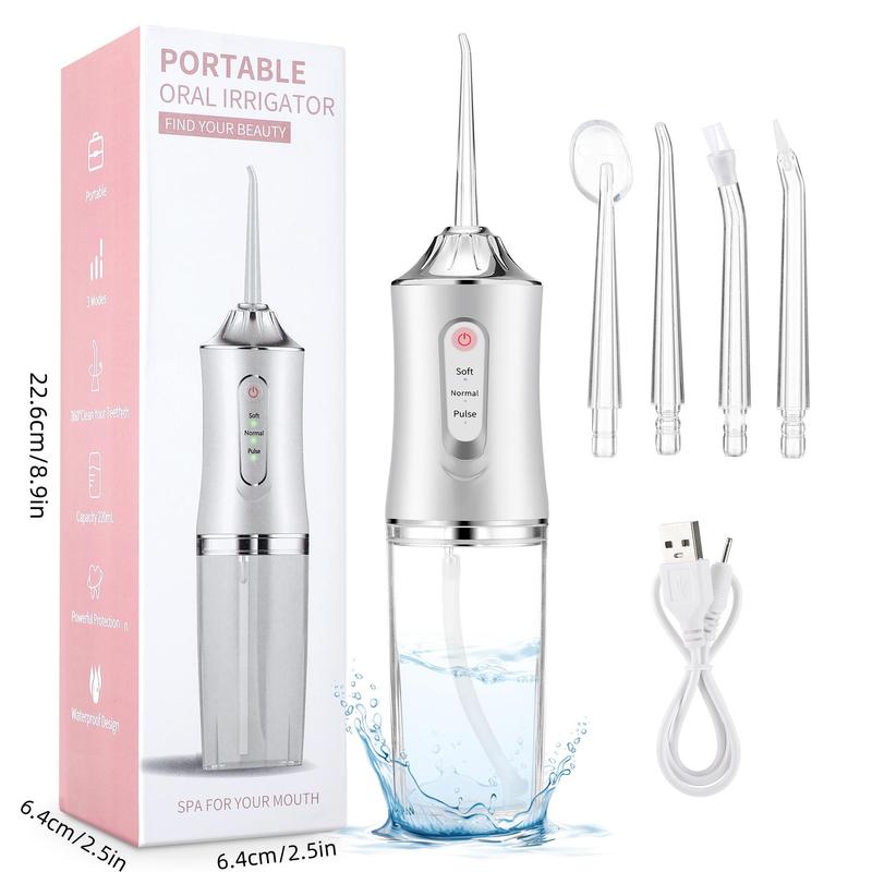 Electric Oral Irrigator, 1 Box 220ml Dental Cleaner, 3 Levels Of Intensity Adjustment 0.6mm Fine Water Column, Electric Oral Flosser