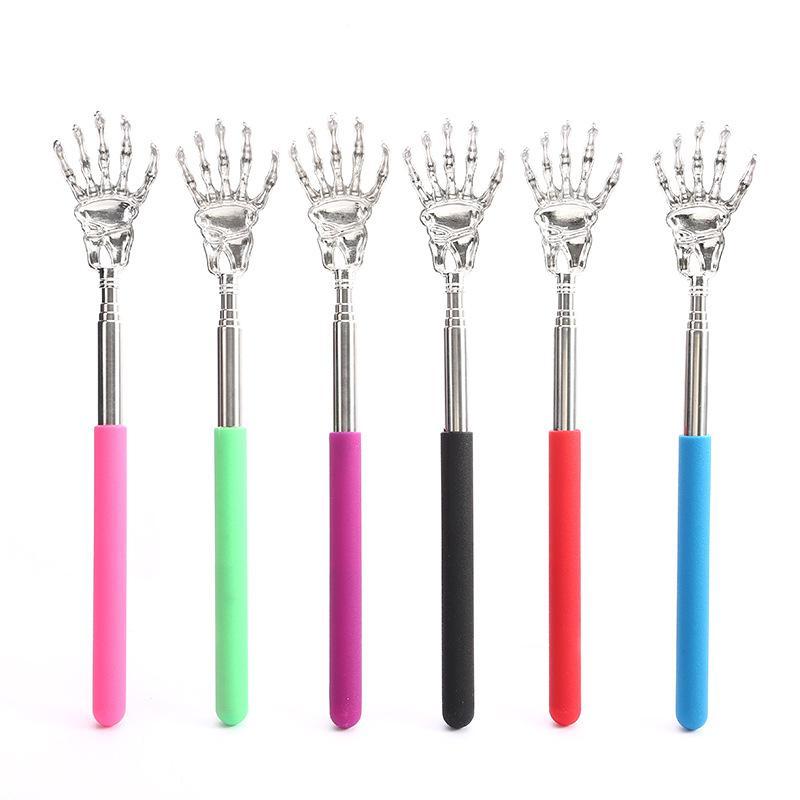 Portable Telescopic Back Scratcher, 1 Count Stainless Steel Back Massager with Comfort Grip Rubber Handle, Manual Massage Tool for Travel & Gifts