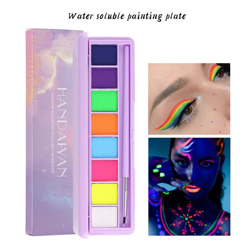 Water Activated Eyeliner Palette, 1 Count Glow In The Dark Neon Face & Body Painting Palette, Makeup Product For Party Festival