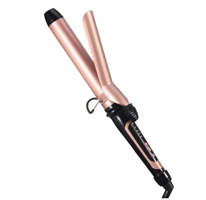 Curling iron Dual Voltage Hair Crimper  Clipped Curling iron with Adjustable Curler Hair Curler Pearl Comfort