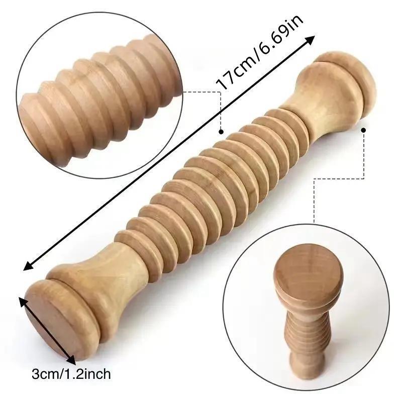 Wooden Massage Roller, Manual Muscle Relaxation Tool for Body & Foot, Portable Manual Massager for Stress Relief