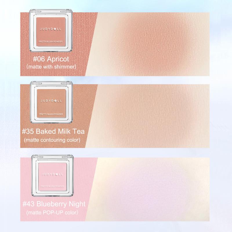 Judydoll Monochrome Blush Powder Palette - Sweet Natural Brightening Skin Tone, Highlight, Smooth, Soft Color Light Pink Blush For Girls, Cute and Lightweight, Convenient to Carry, Long-lasting All-Day Face Enhancing Makeup Color