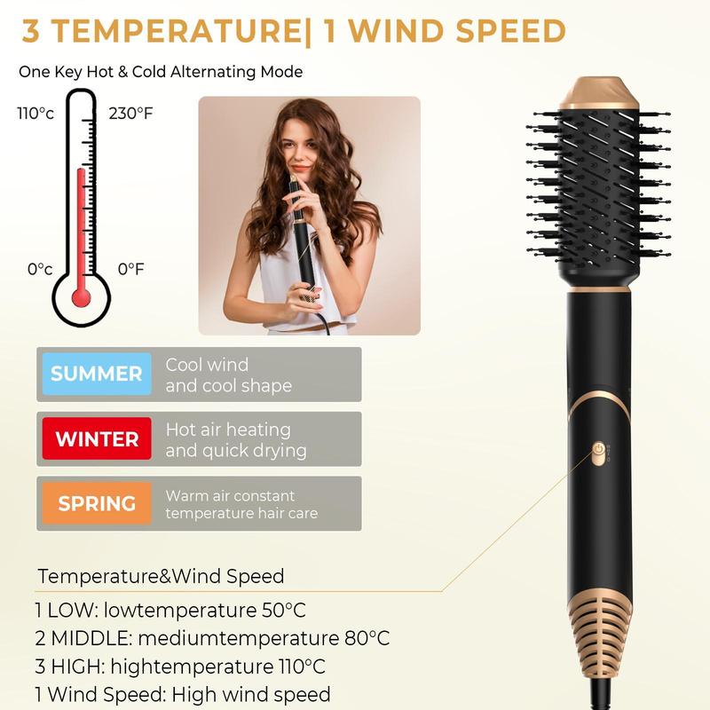 5 in 1 Hair Dryer Brush Set, Hair Dryer with Detachable Brush Head, Automatic Hair Curler, Foldable Hair Styling Tool for Home & Travel