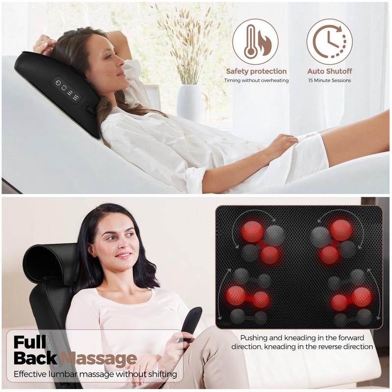 Head Dust Curtain Massager with Heating, Shiatsu Electric Kneading Comfort Massage Pillow for Body Muscle Pain Relief, Use at Home Car, Christmas Gift