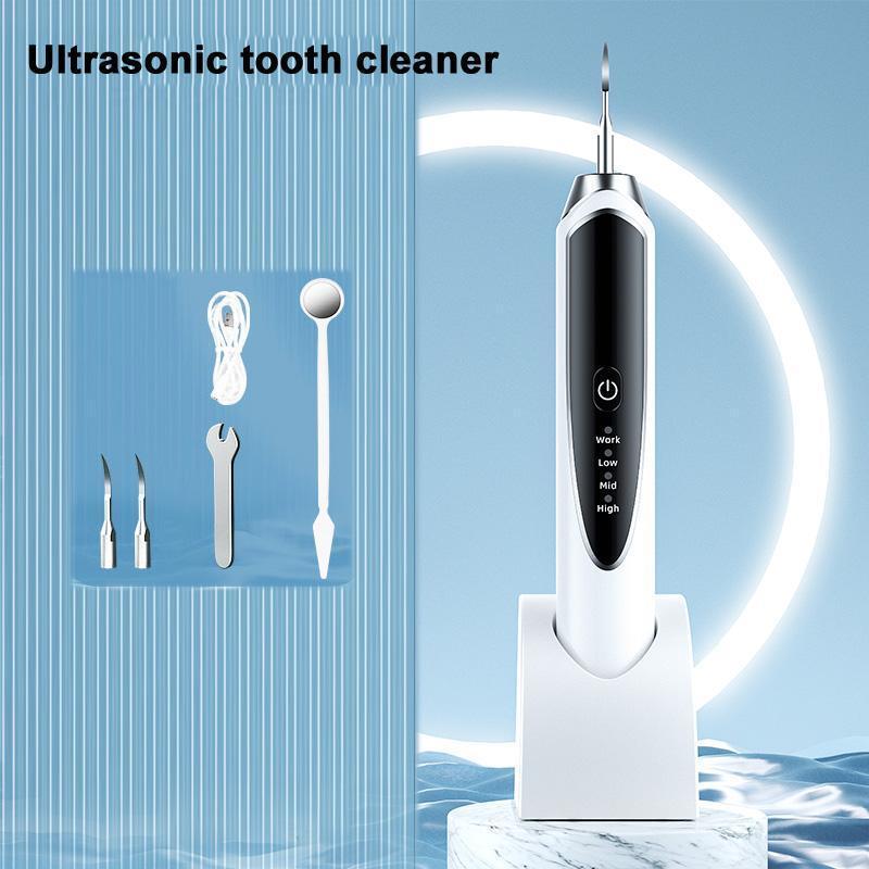 Electric Ultrasonic Tooth Cleaner, 1 Set Rechargeable Teeth Cleaner with Replacement Heads, Oral Irrigator for Home & Travel