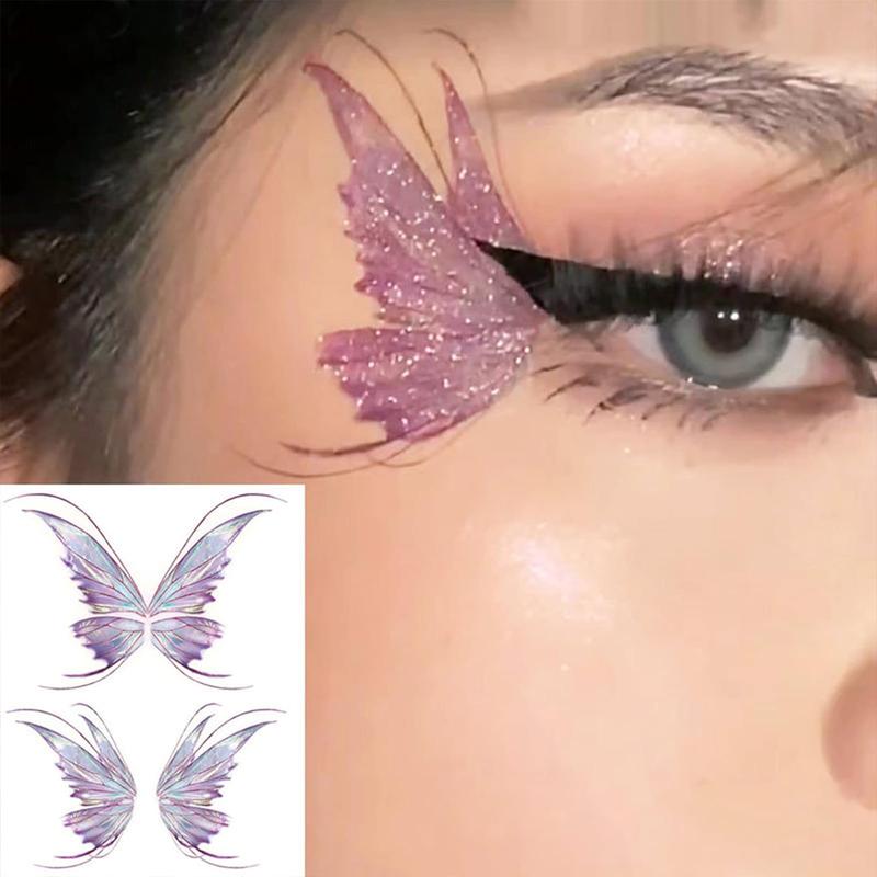 Fairy Butterfly Design Temporary Tattoo, Eyes Face Hand Body Art Fake Tattoo, Body Art Sticker for Women Makeup Dance Music Festival