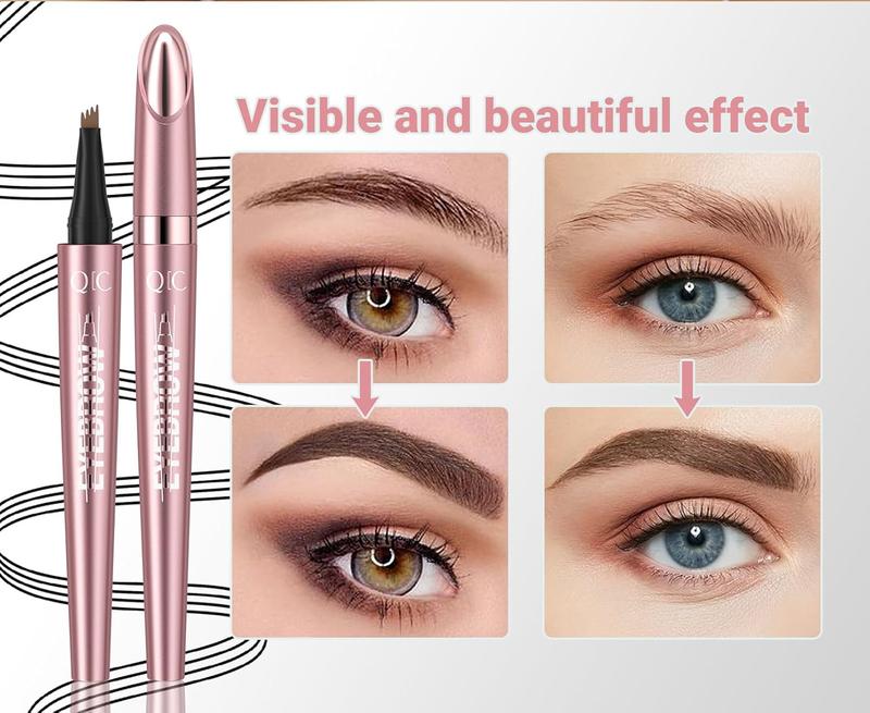 Eyebrow Pencil, Microblade Eyebrow Pen, 4-tip Microblading Eyebrow Pen, Waterproof Eye Brow Pencils for Women, Eye Makeup, Long-Lasting Micro 4-point Brow Pen (Dark Brown)