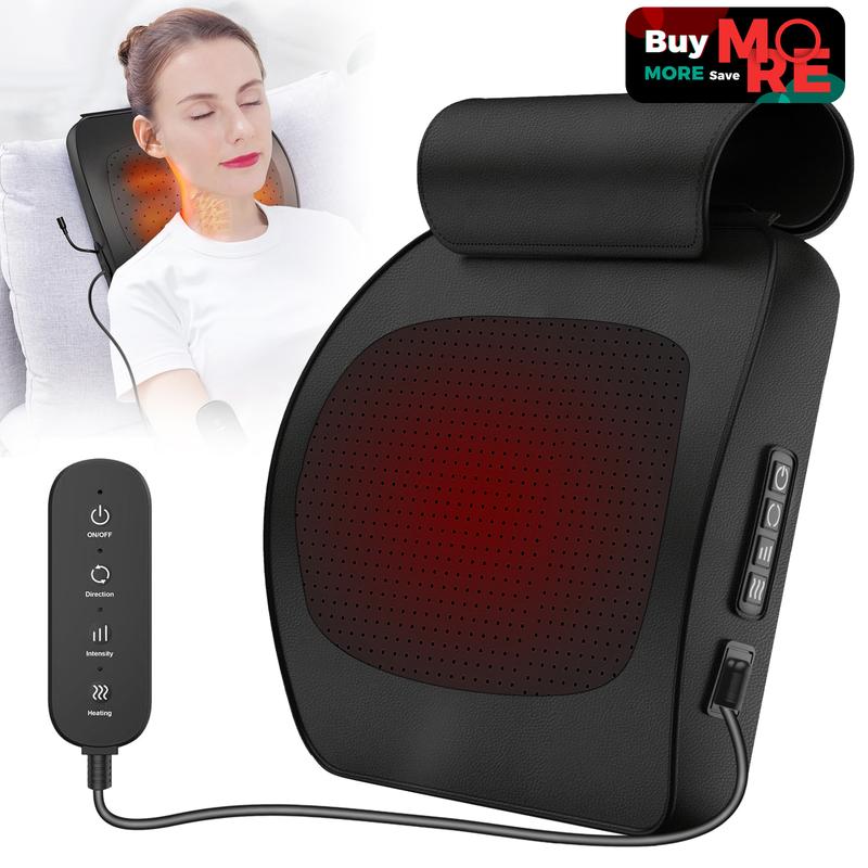 Head Dust Curtain Massager with Heating, Shiatsu Electric Kneading Comfort Massage Pillow for Body Muscle Pain Relief, Use at Home Car, Christmas Gift