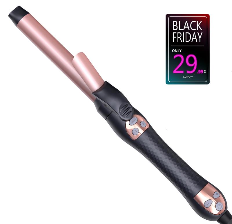 LANDOT Automatic Rotating Curling Iron 1-inch Comfort - Perfect for All Hair Types 